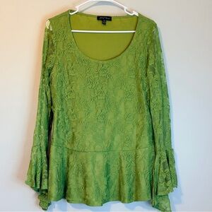 Slinky Brand Green Lace Blouse